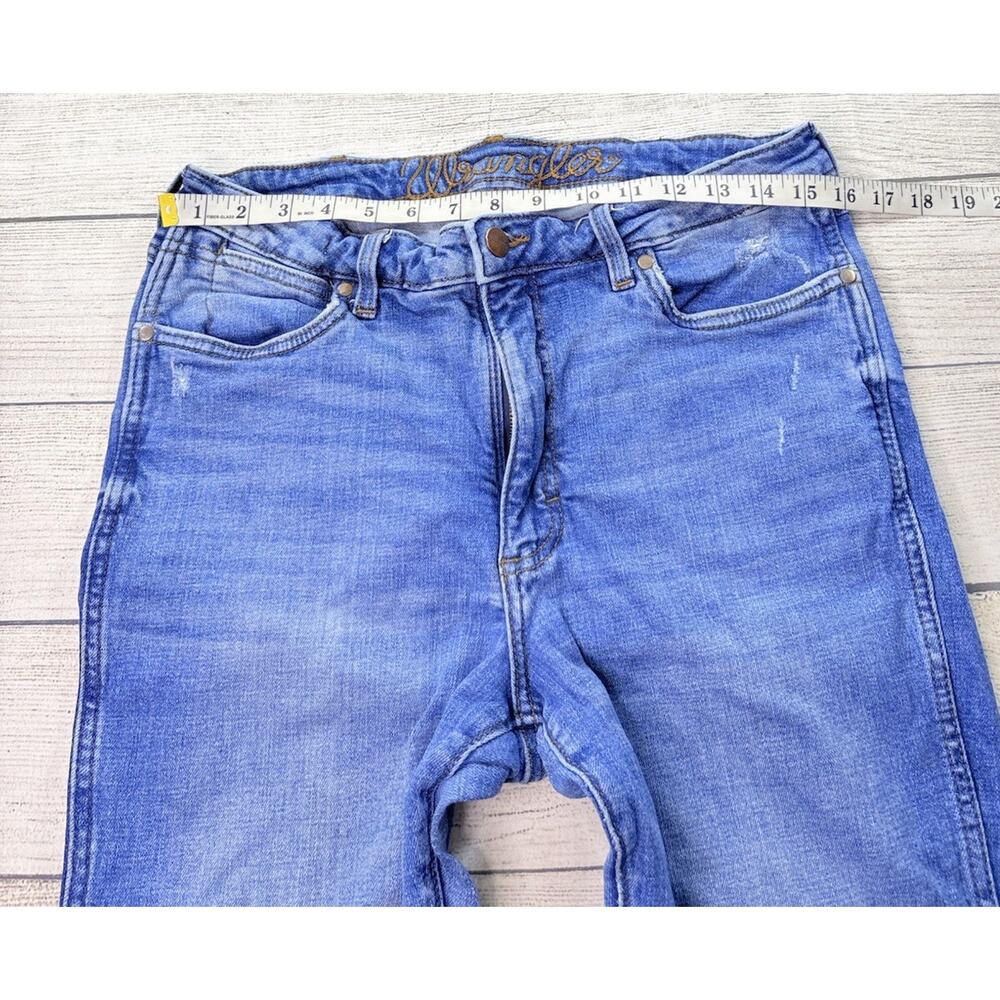 Wrangler Women's Retro High Rise Trouser Flare Jeans Blue Stretch Size 31x32 - Picture 6 of 12